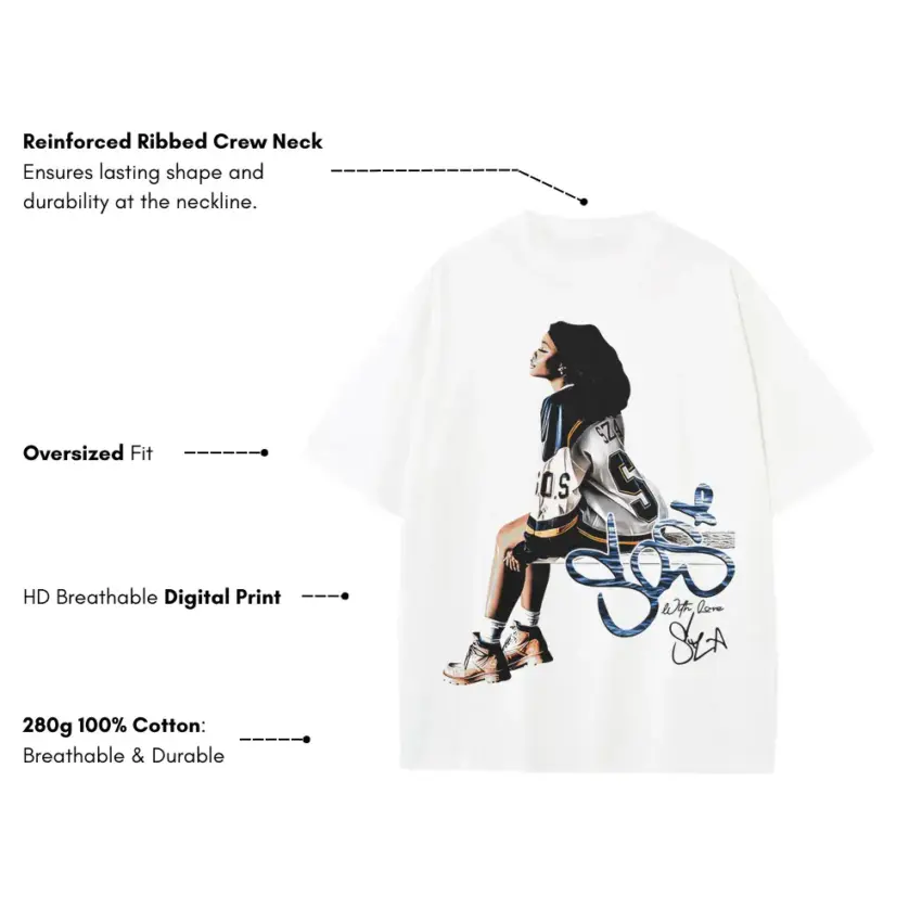 Ctrl Queen Heavyweight Oversized White Graphic Tee - Image 5