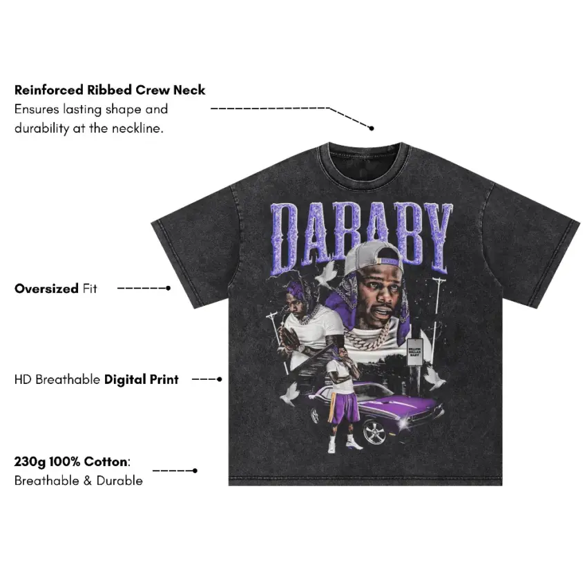 DaBaby Purple Reign Oversized Acid Wash T-shirt - Image 5