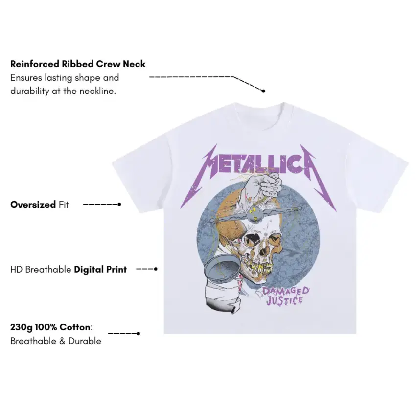 Damaged Justice Oversized White Graphic Tee - Image 5