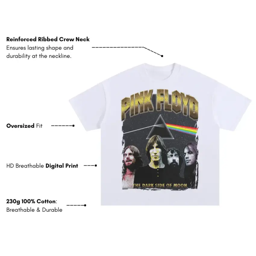 Dark Side Of The Prism Oversized White Graphic Tee - Image 5