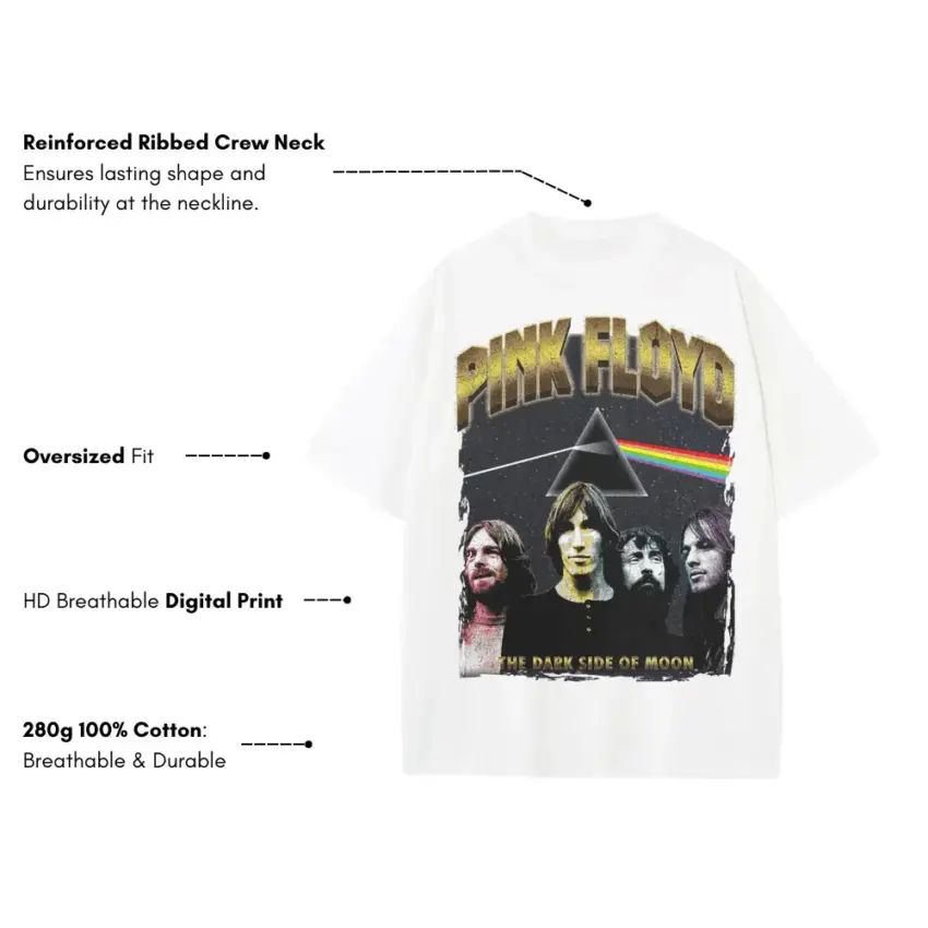 Dark Side Of The Prism Heavyweight Oversized White Graphic Tee - Image 5