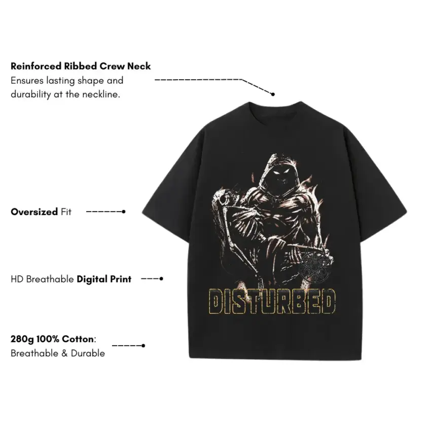 Disturbed The Guy Heavyweight Oversized Black Graphic Tee - Image 5