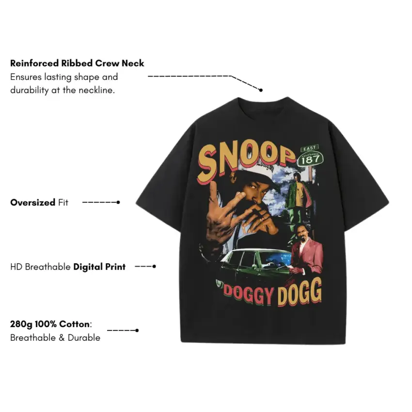 Doggystyle Era Vibe 2 Heavyweight Oversized Black Graphic Tee - Image 5