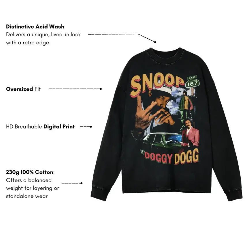 Doggystyle Era Vibe 2 Aicd Wash Oversized Long Sleeve Shirt - Image 5