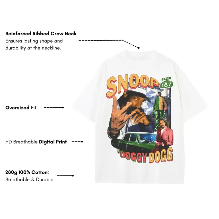 Doggystyle Era Vibe Heavyweight Oversized White Graphic Tee - Image 5