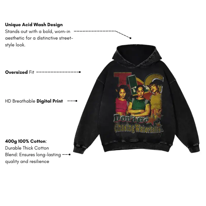 Dont Go Chasing Waterfalls Aicd Wash Oversized Hoodie - Image 5