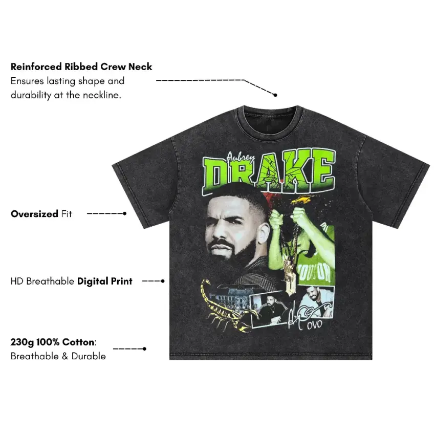Drake Certified Lover Boy Era Oversized Acid Wash T-shirt - Image 5