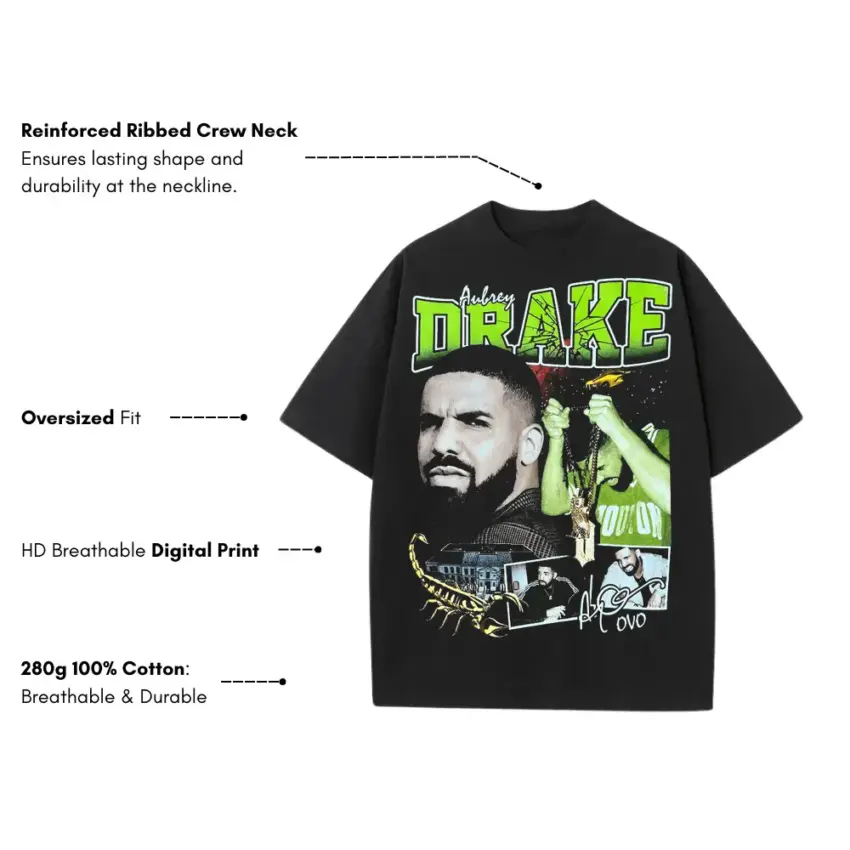 Drake Certified Lover Boy Era Heavyweight Oversized Black Graphic Tee - Image 2
