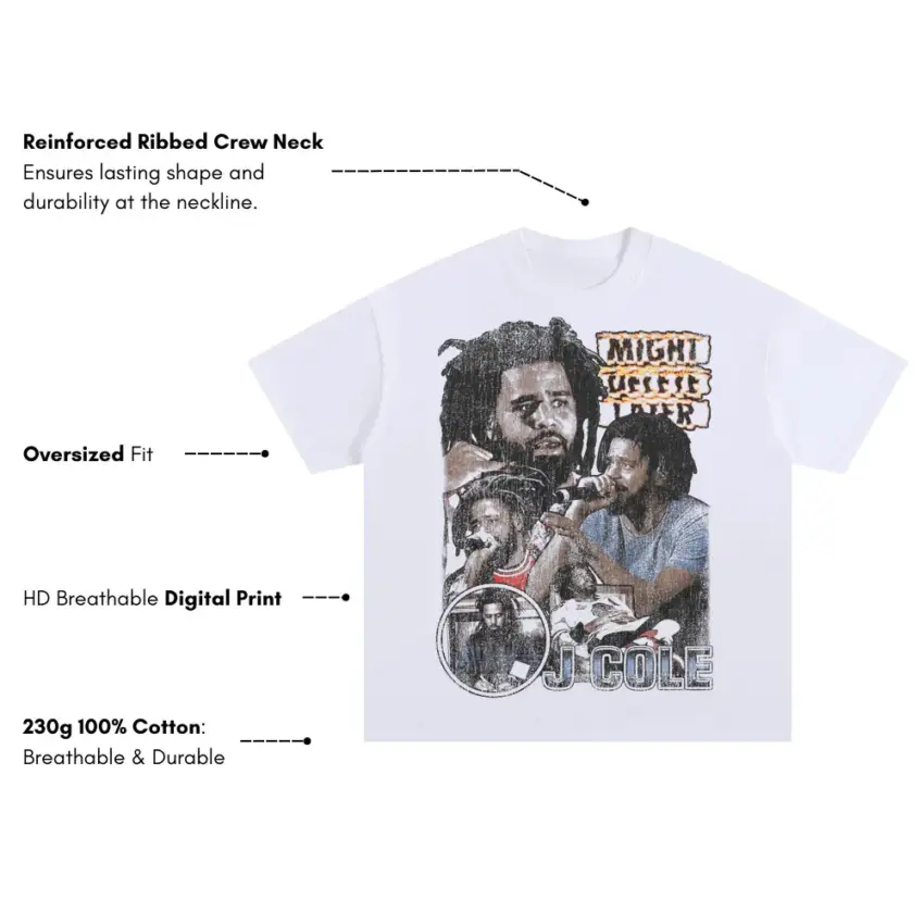 Dreamville Chronicles Oversized White Graphic Tee - Image 5
