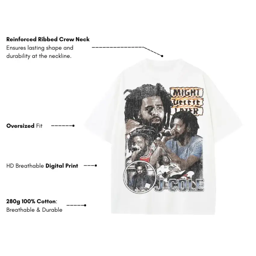 Dreamville Chronicles Heavyweight Oversized White Graphic Tee - Image 5