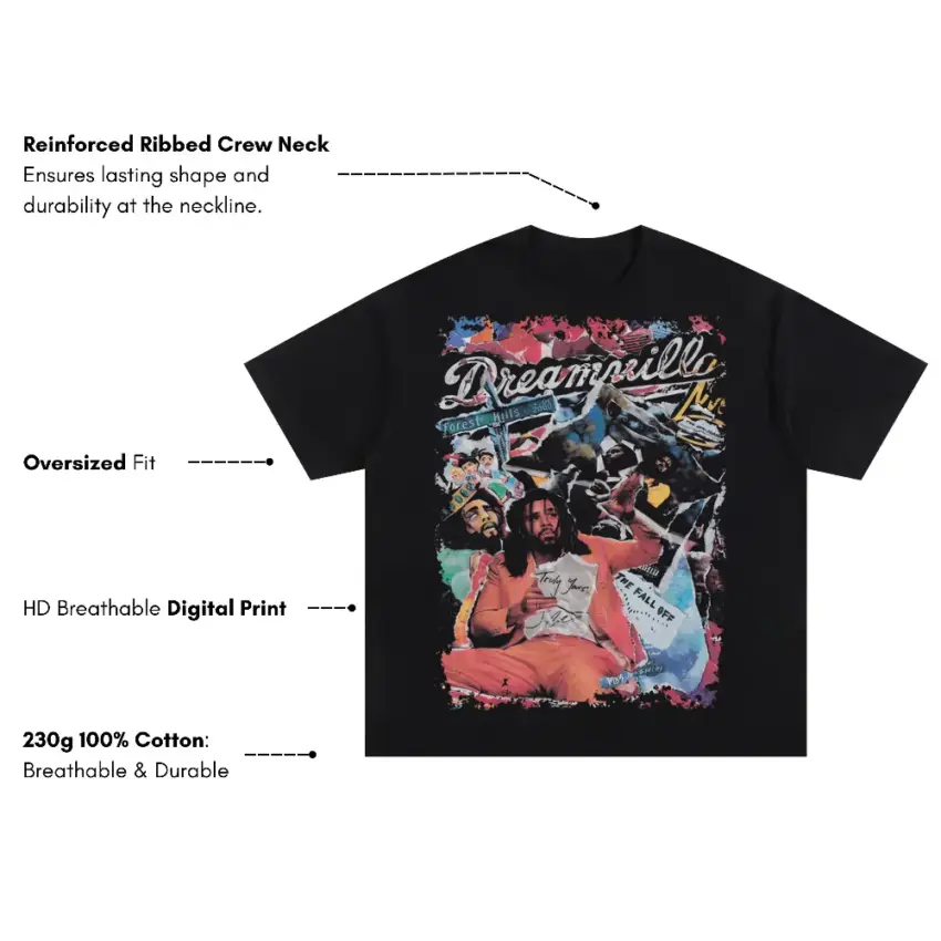 Dreamville Revenge Of The Dreamers Oversized Black Graphic Tee - Image 5