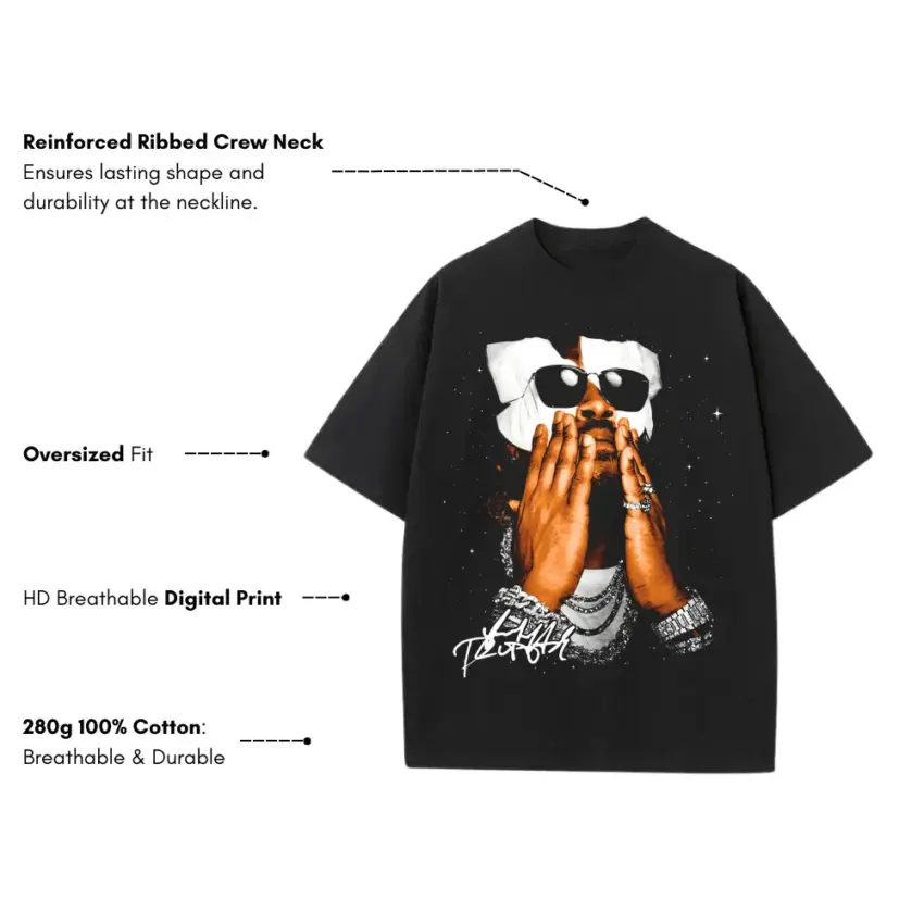 Drip Or Drown Heavyweight Oversized Black Graphic Tee - Image 5