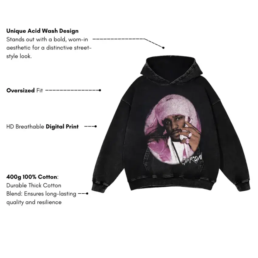EST Gee I Never Felt Nun Aicd Wash Oversized Hoodie - Image 5
