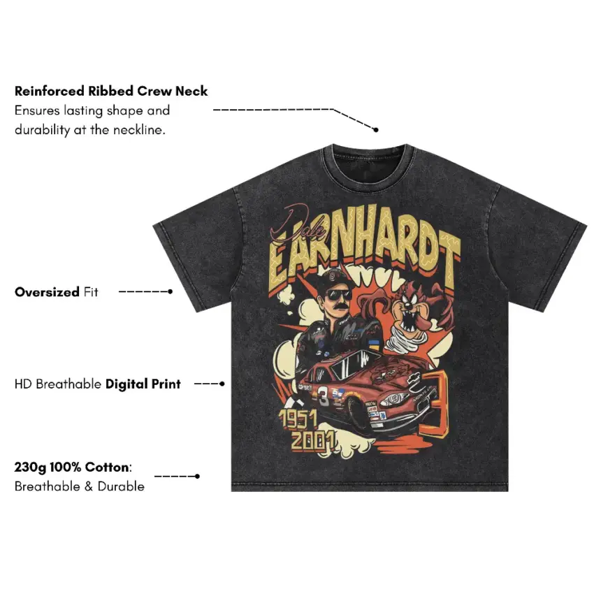 Earnhardt The Intimidator Oversized Acid Wash T-shirt - Image 5