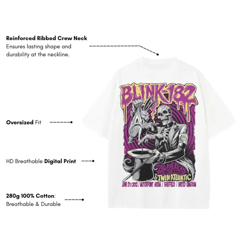 Enema Of The State Zombie Heavyweight Oversized White Graphic Tee - Image 5
