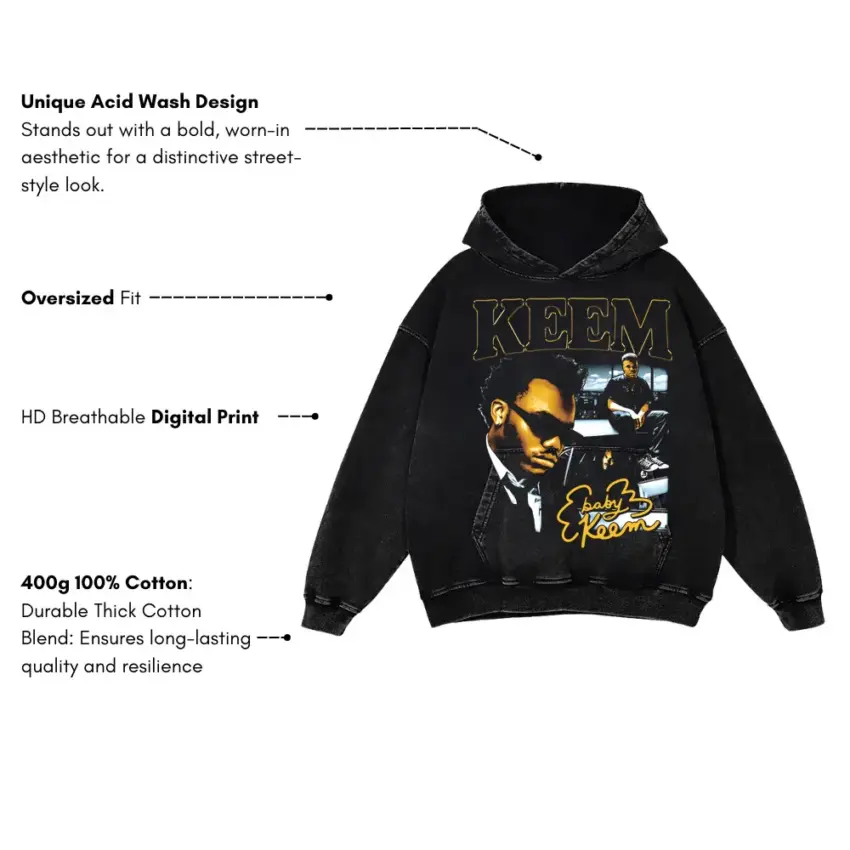 Family Ties Aicd Wash Oversized Hoodie - Image 5
