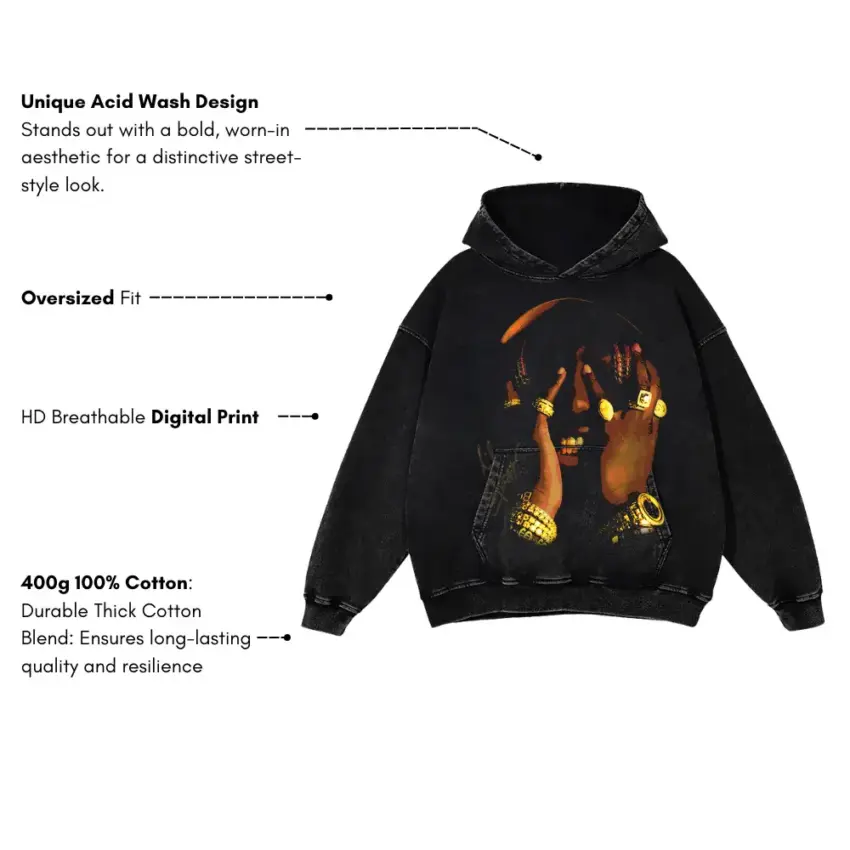Fashion Killa Aicd Wash Oversized Hoodie - Image 5