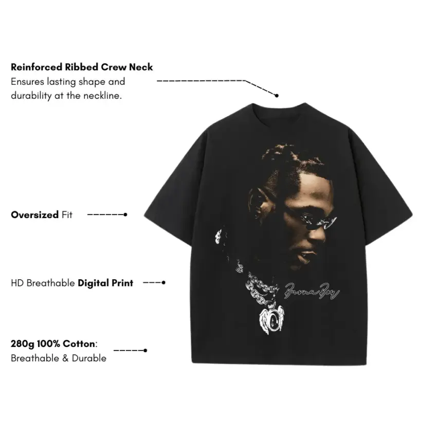 Father Of 4 Heavyweight Oversized Black Graphic Tee - Image 5