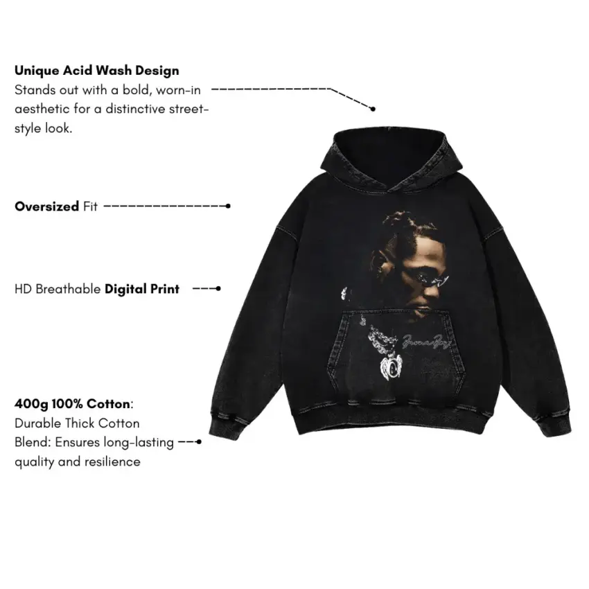 Father Of 4 Aicd Wash Oversized Hoodie - Image 5