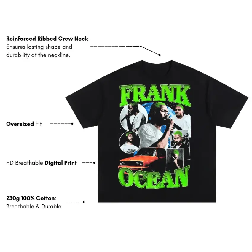 Frank Ocean Blonde Nostalgia Oversized Black Graphic Tee - Image 5