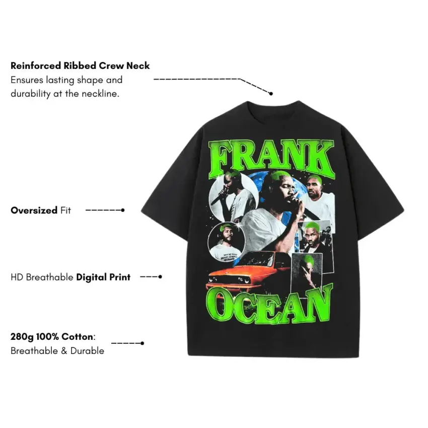 Frank Ocean Blonde Nostalgia Heavyweight Oversized Black Graphic Tee - Image 5