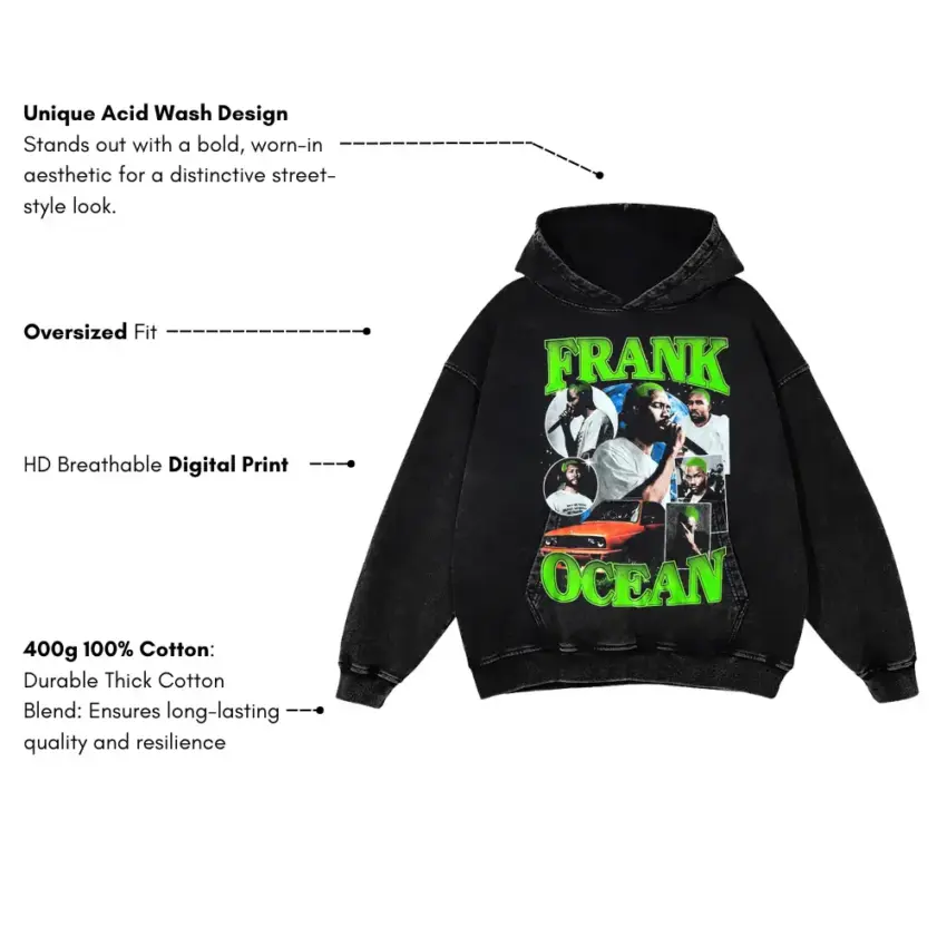 Frank Ocean Blonde Nostalgia Aicd Wash Oversized Hoodie - Image 5