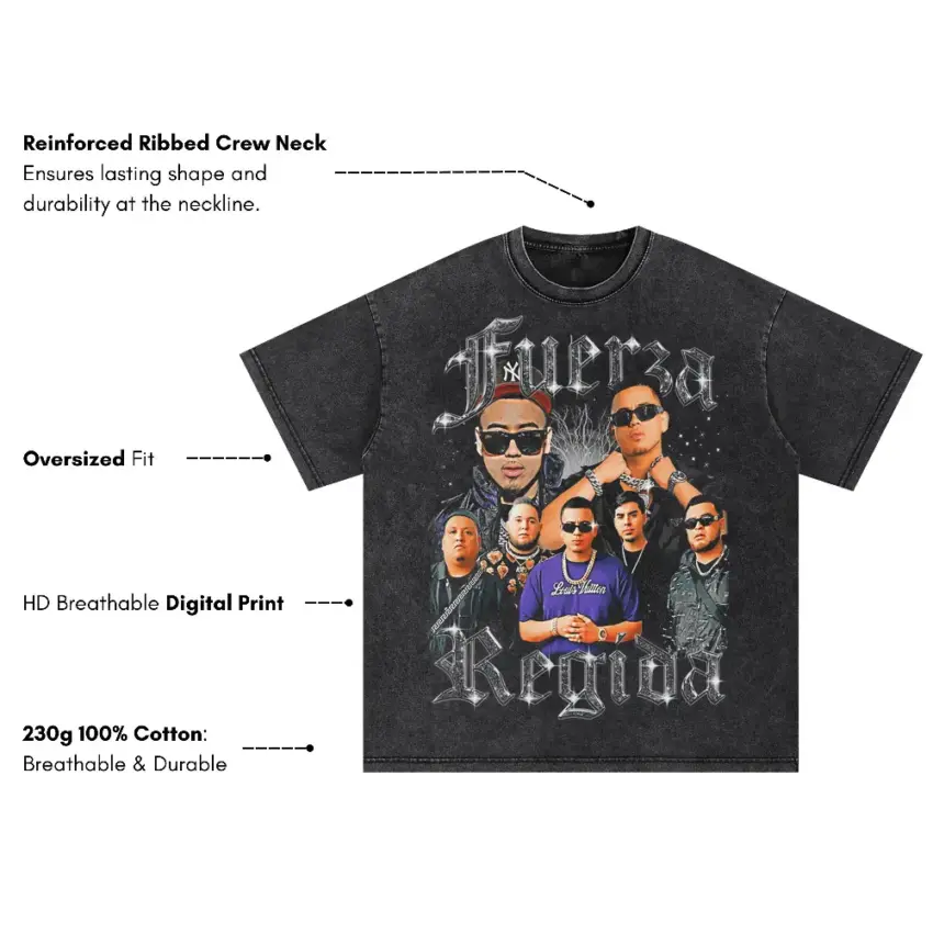 Fuerza Regida Tribute Oversized Acid Wash T-shirt - Image 5