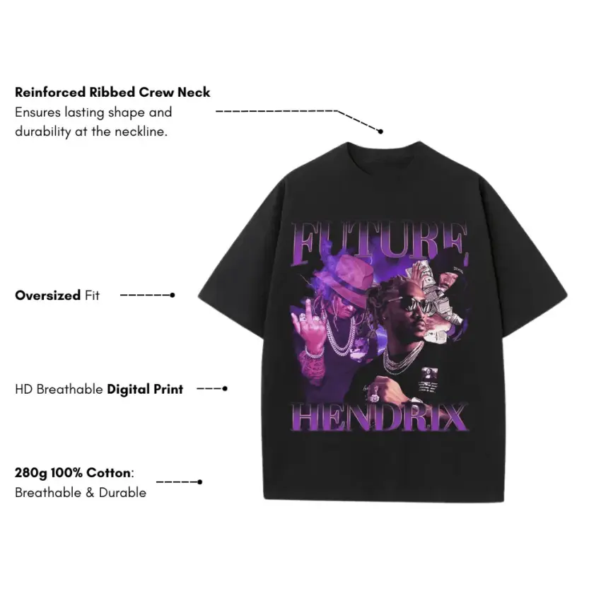 Future Hndrxx Voodoo Heavyweight Oversized Black Graphic Tee - Image 5