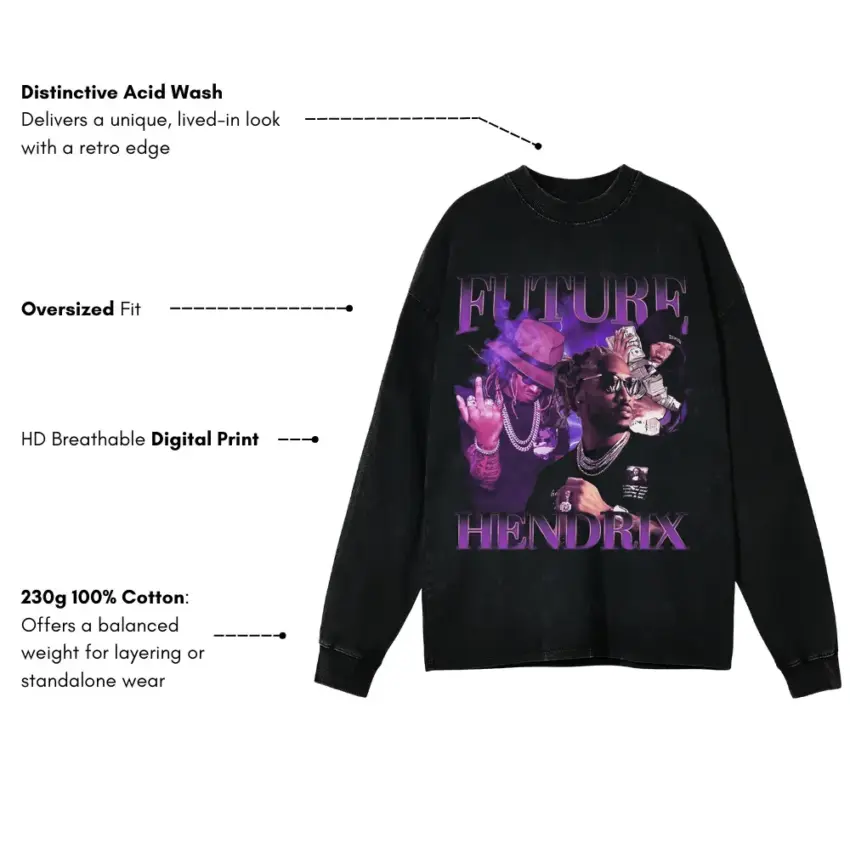 Future Hndrxx Voodoo Aicd Wash Oversized Long Sleeve Shirt - Image 5