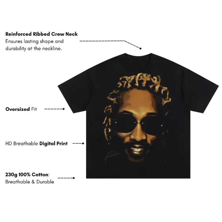 Future Pluto Oversized Black Graphic Tee - Image 5