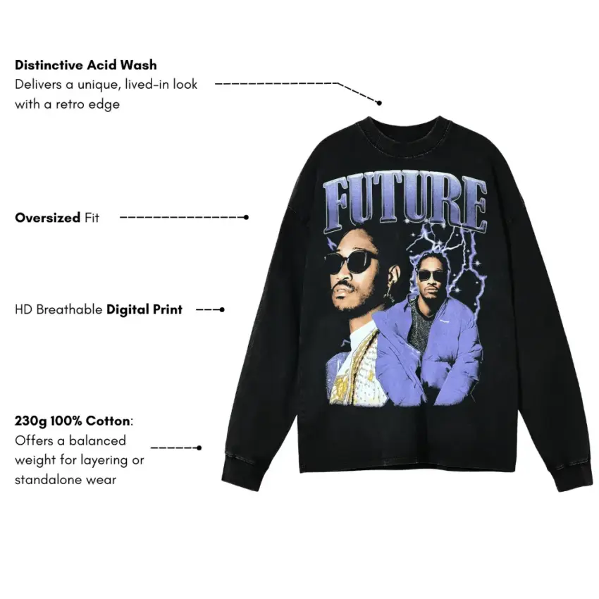 Future Suit And Tie Aicd Wash Oversized Long Sleeve Shirt - Image 5
