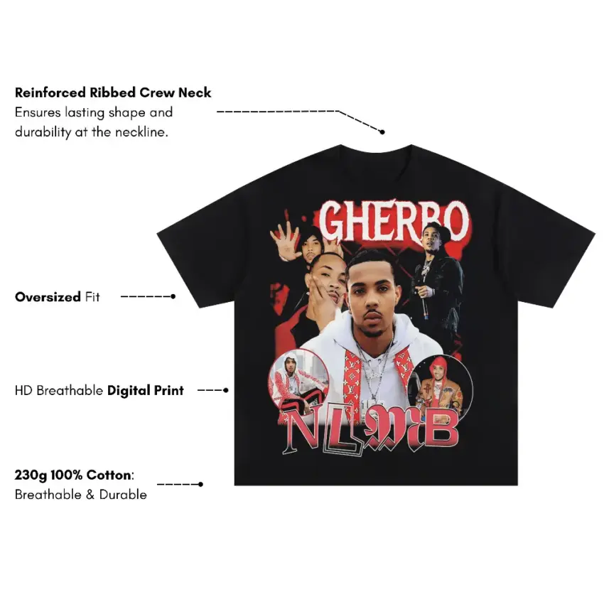 G Herbo NLMB Oversized Black Graphic Tee - Image 5