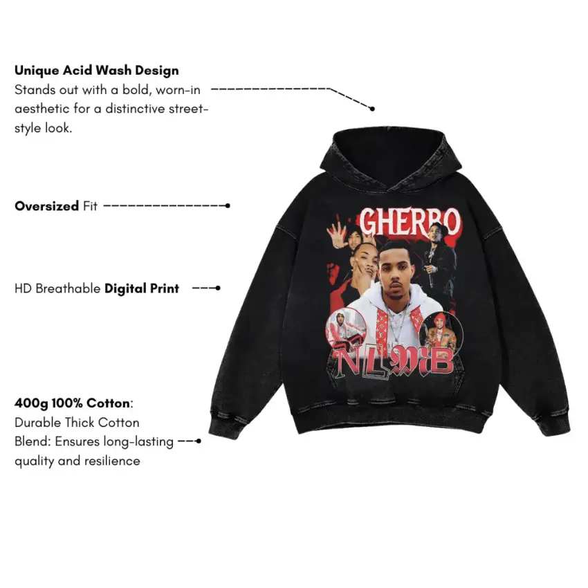 G Herbo NLMB Aicd Wash Oversized Hoodie - Image 5