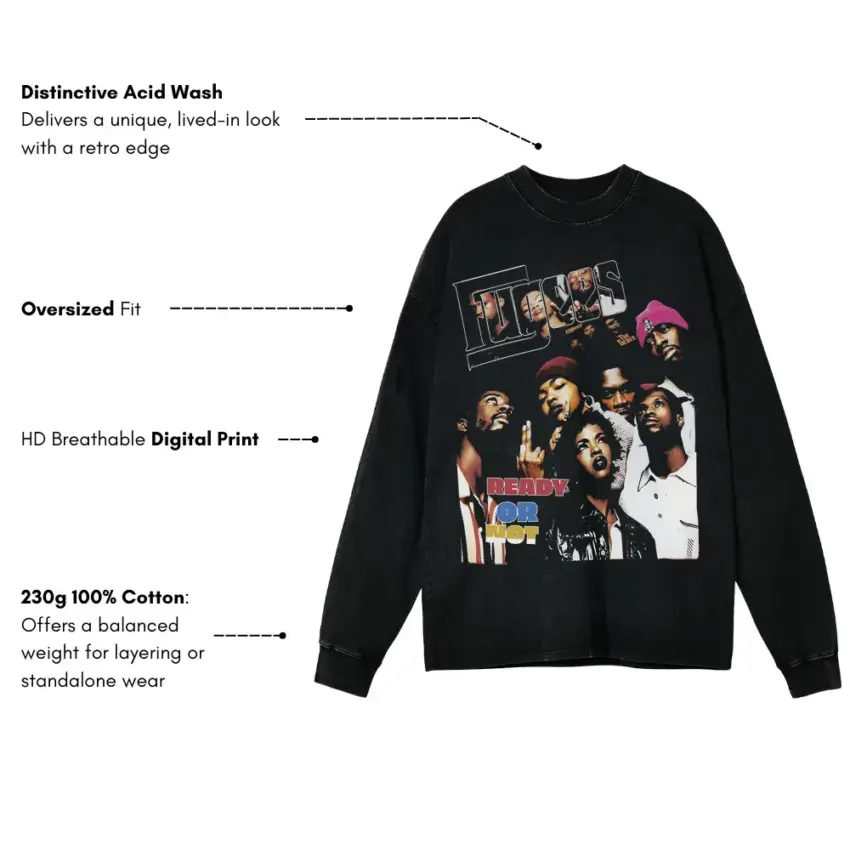 G Unit Beg For Mercy Aicd Wash Oversized Long Sleeve Shirt - Image 5