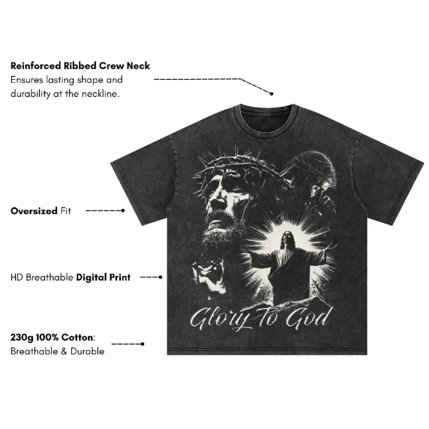 Glory To God Oversized Acid Wash T-shirt - Image 5