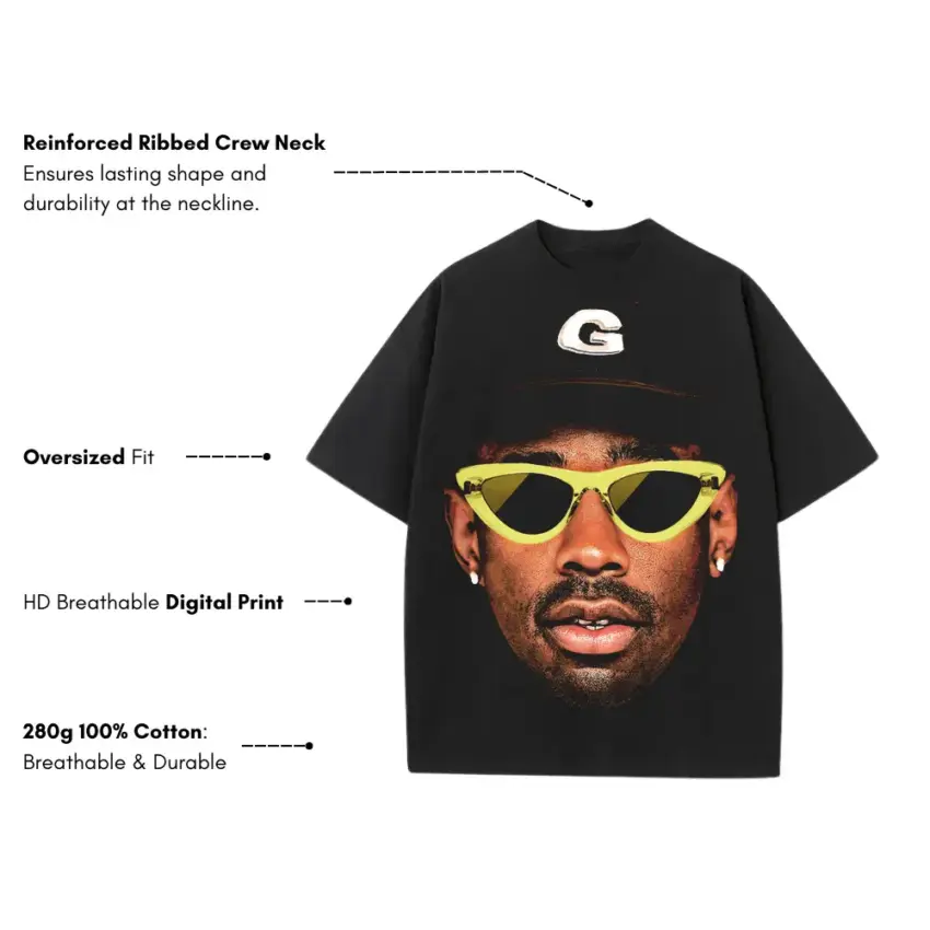 Golf Le Fleur Heavyweight Oversized Black Graphic Tee - Image 5