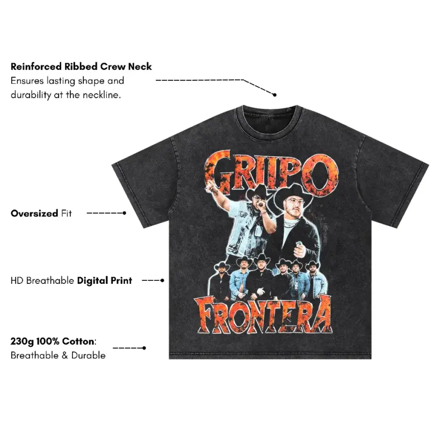 Grupo Frontera No Se Va Oversized Acid Wash T-shirt - Image 5
