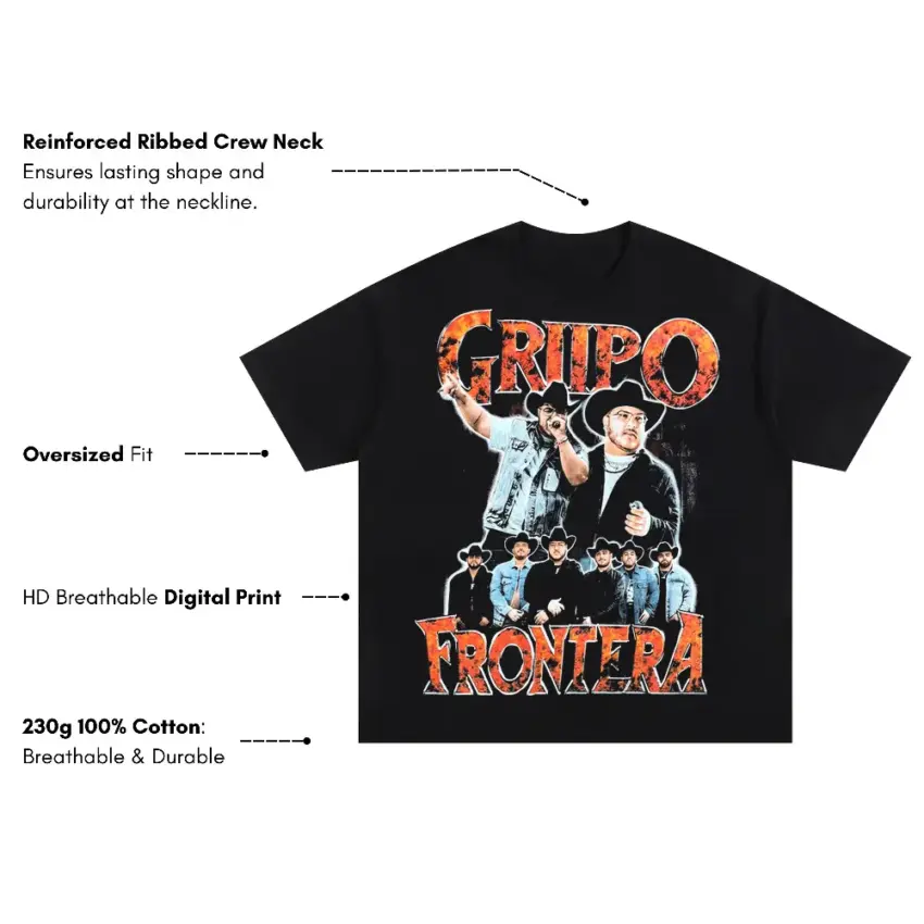Grupo Frontera No Se Va Oversized Black Graphic Tee - Image 5