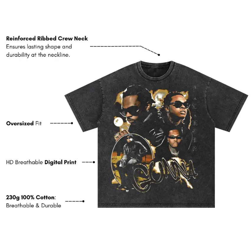 Gunna And Lil Baby Drip Too Hard Oversized Acid Wash T-shirt - Image 5