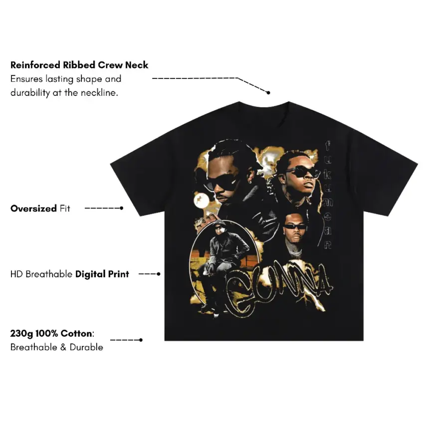 Gunna And Lil Baby Drip Too Hard Oversized Black Graphic Tee - Image 5