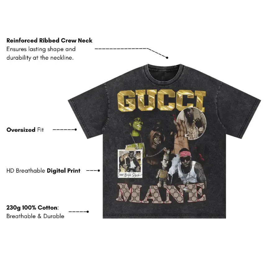 Guwop King Of The Trap Oversized Acid Wash T-shirt - Image 5