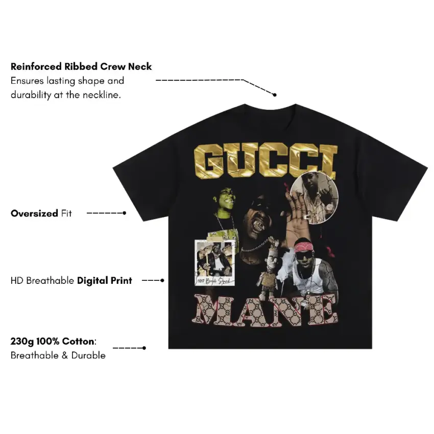 Guwop King Of The Trap Oversized Black Graphic Tee - Image 4