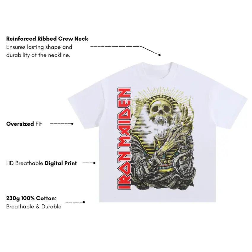 Hallowed Be Thy Name Oversized White Graphic Tee - Image 5