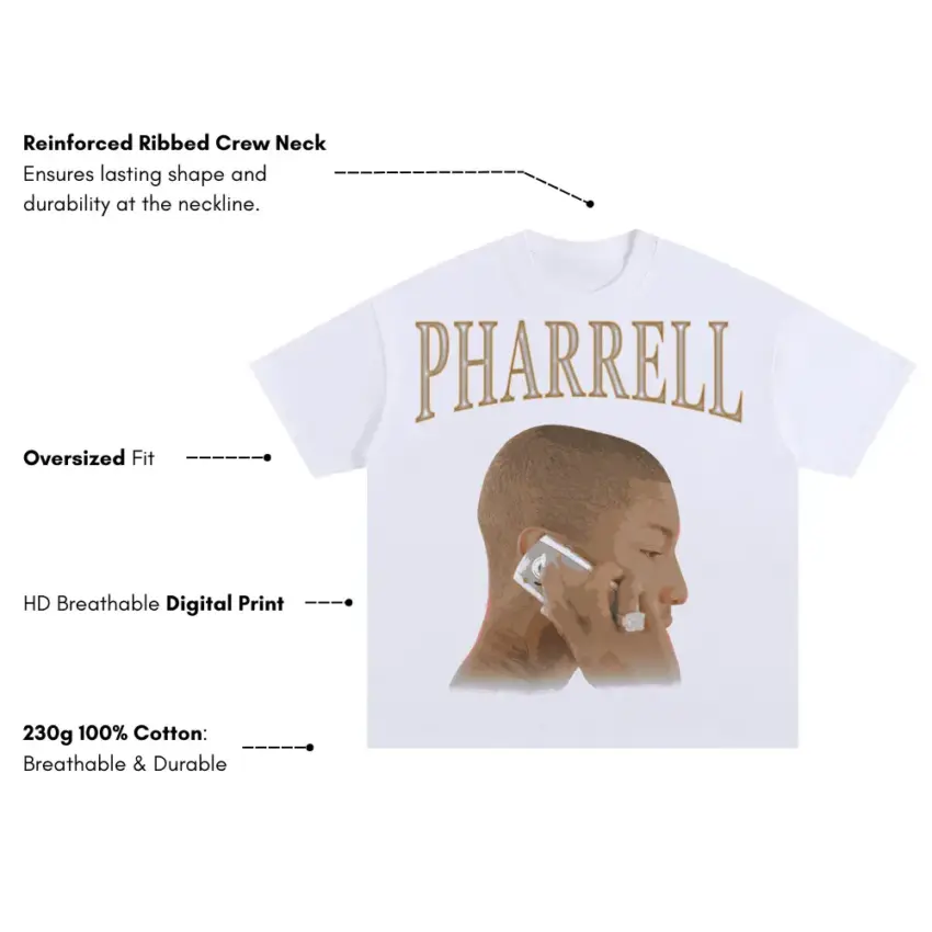 Happy Frequency Oversized White Graphic Tee - Image 5