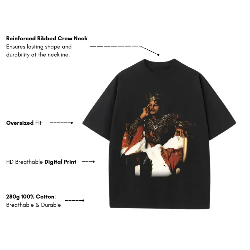 Her Loss Heavyweight Oversized Black Graphic Tee - Image 5