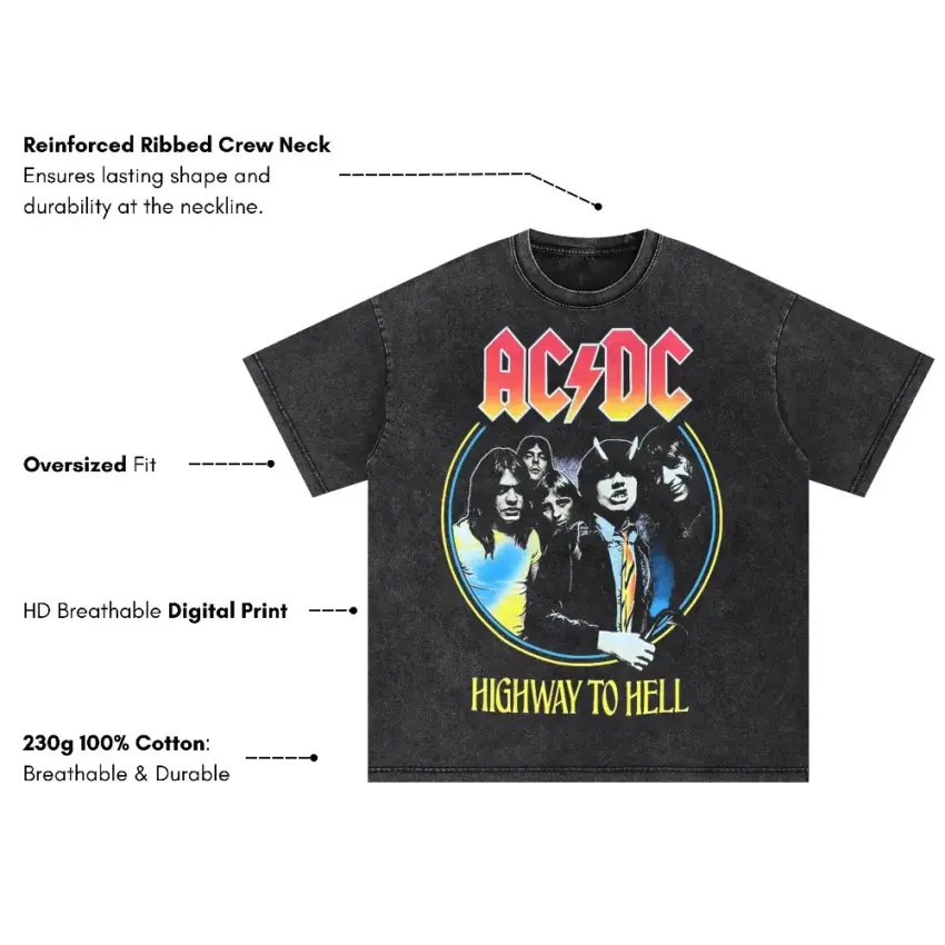 Highway To Hell Oversized Acid Wash T-shirt - Image 5