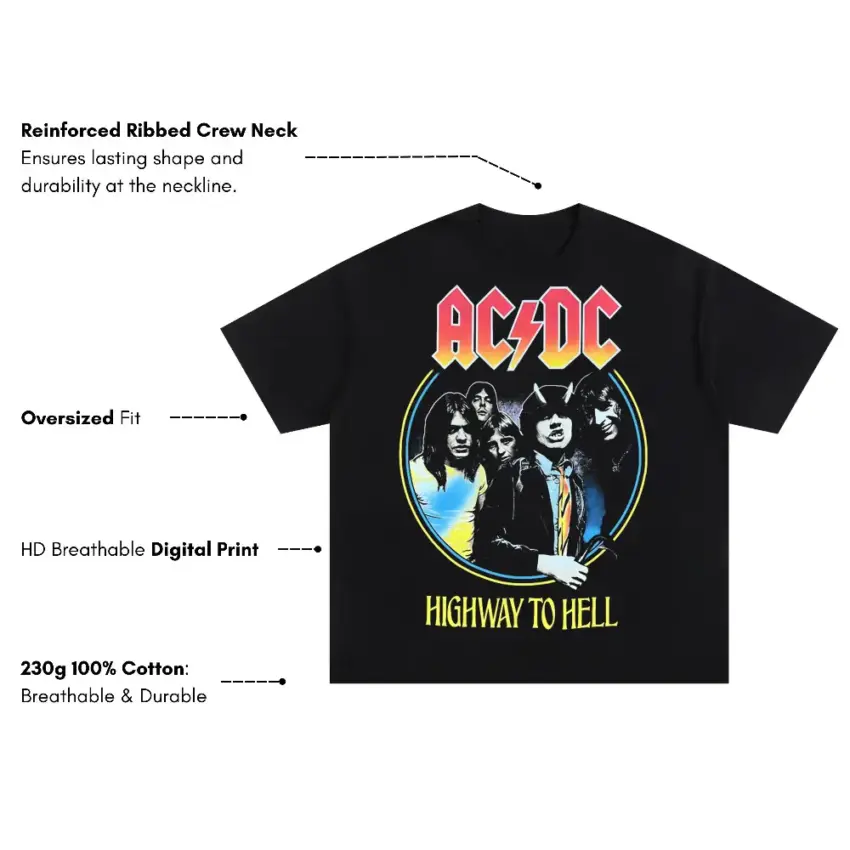 Highway To Hell Oversized Black Graphic Tee - Image 5