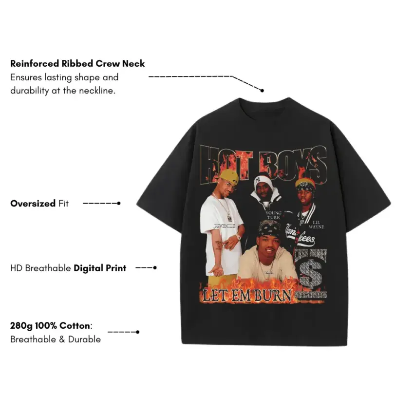 Hot Boys Get It How U Live Heavyweight Oversized Black Graphic Tee - Image 5