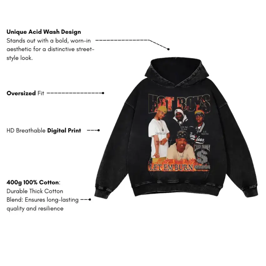 Hot Boys Get It How U Live Aicd Wash Oversized Hoodie - Image 5