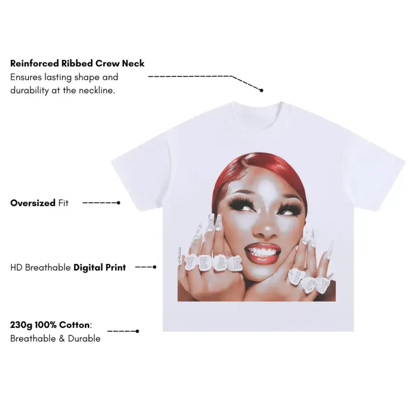 Hot Girl Meg Oversized White Graphic Tee - Image 5